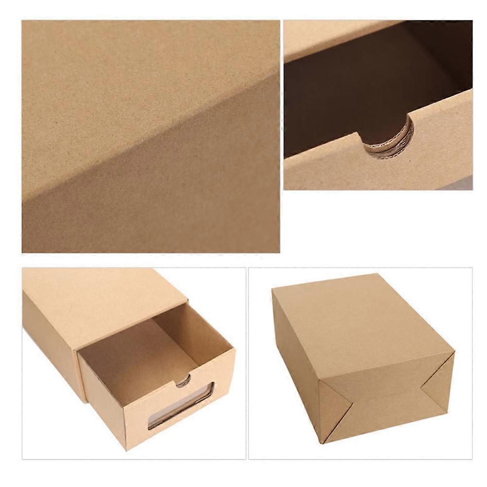 Transparent Shoe Box Drawer-Style for Shoes Storage 6Pcs Khaki Paper
