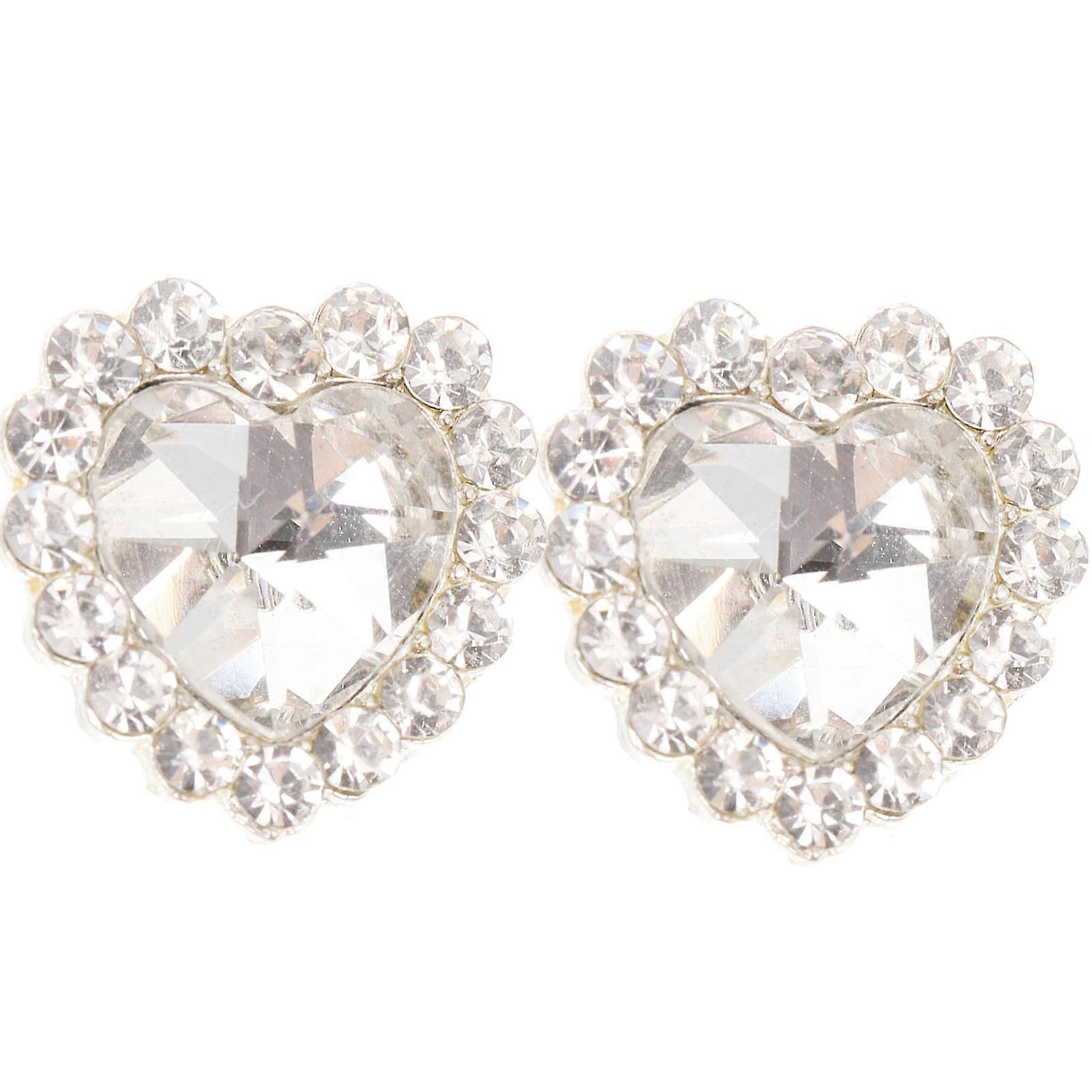 White Heart Shape Buttons Clothes Buttons for Decoration 2Pcs Alloy Material