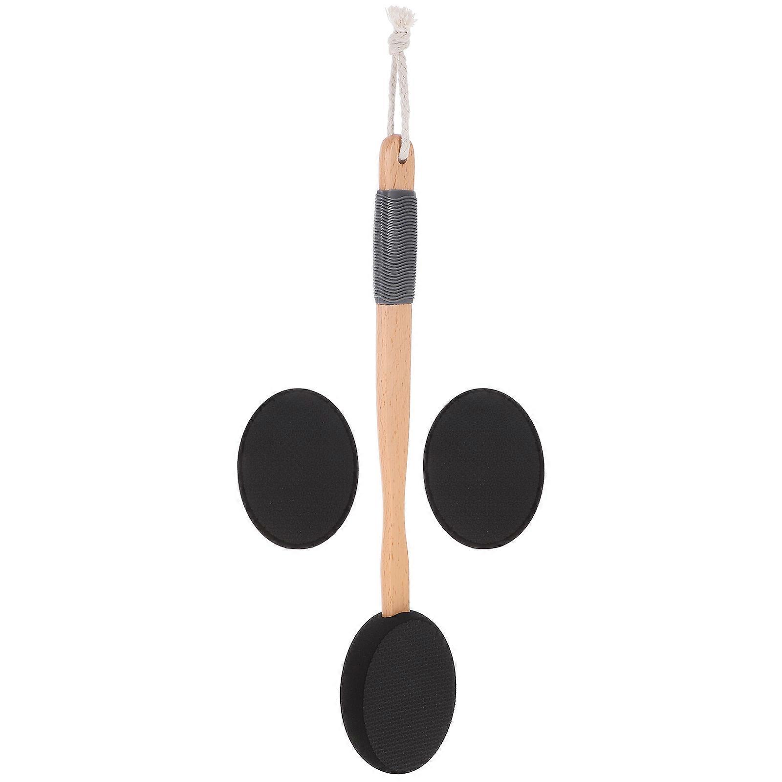 Ergonomic Back Scrubber With Brush Heads For General Public Bathing Application 4 Sets In Stylish Black