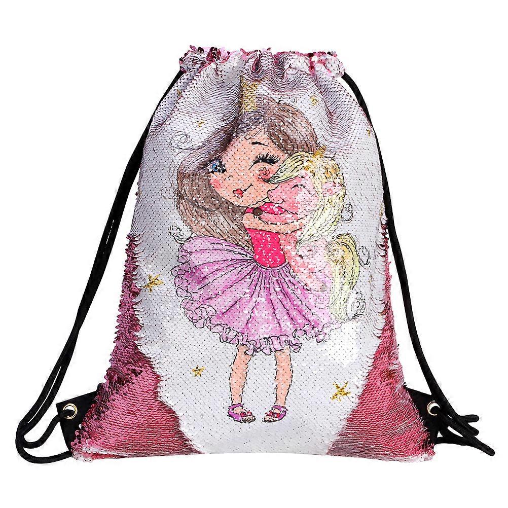 Backpack Cartoon Girl Unicorn Drawstring Backpack for Holding Use 3Pcs Set