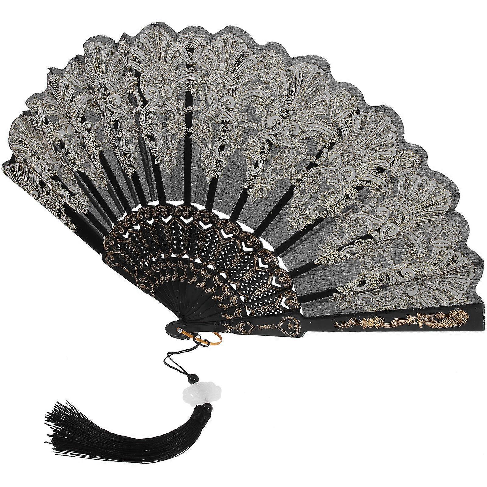 Folding Hand Fan Elegant Embroidered Hand Fan for Performance 3Pcs