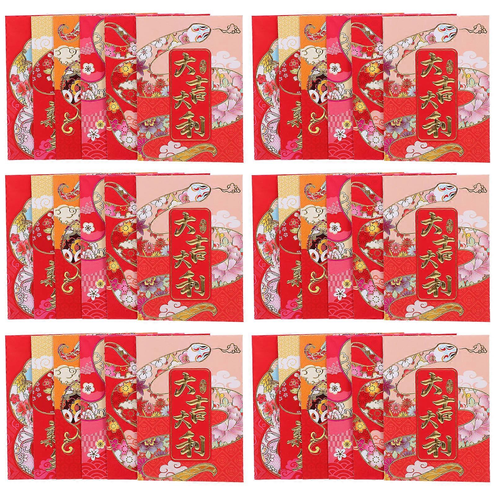 Snake Year Envelope 36Pcs Red Reusable Paper Money Pouches for New Year Luck Money Bag