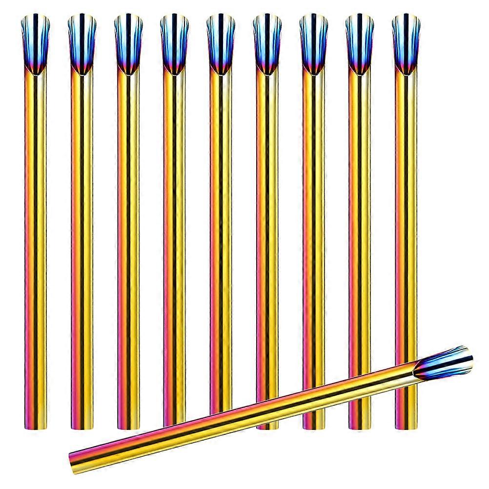 Multi Color Stainless Steel Straw for Ice Cream Stirring 10Pcs Reusable Set