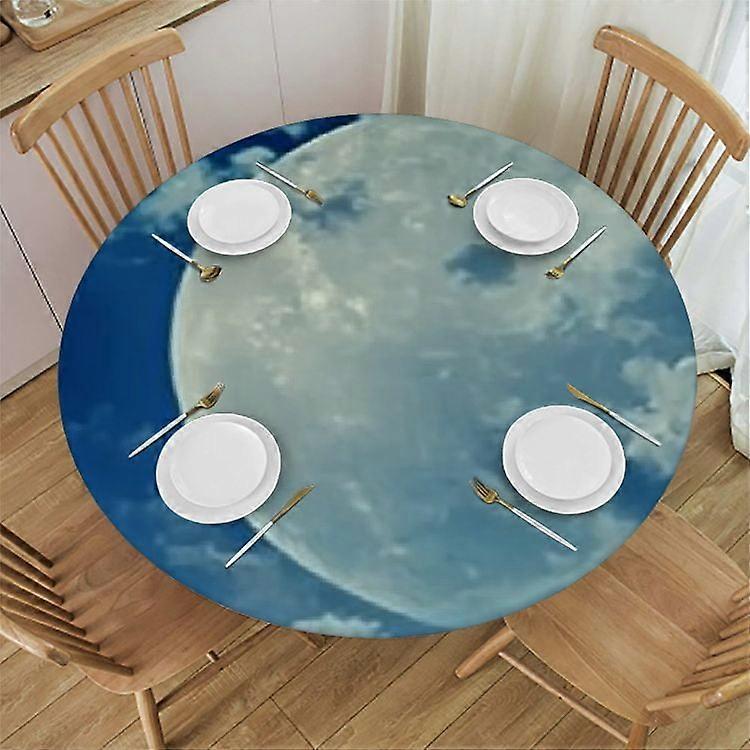 Moon Night Round Elastic Tablecloth Dark Round Table Covers, Elastic Tablecloths