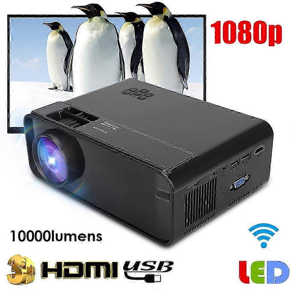 Portable High Definition 1080P LED Projector(720P Sync Screen Version) Black 110-240V(AU Plug)