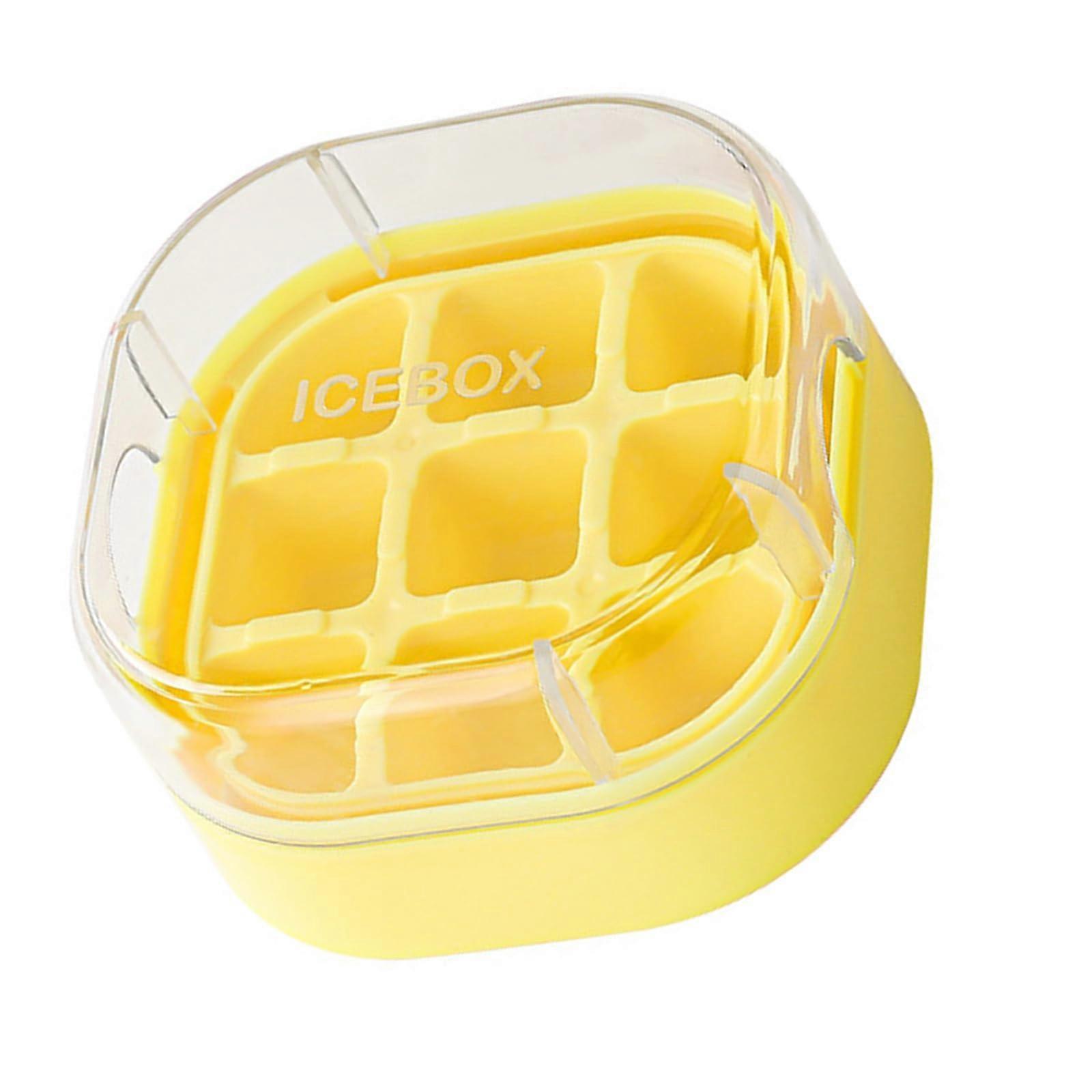 Silicone Tray 9Cavity Ice Cube Tray With LeakProof Lid For Easy Disassembly Ice Maker Yellow Kitchen Tool