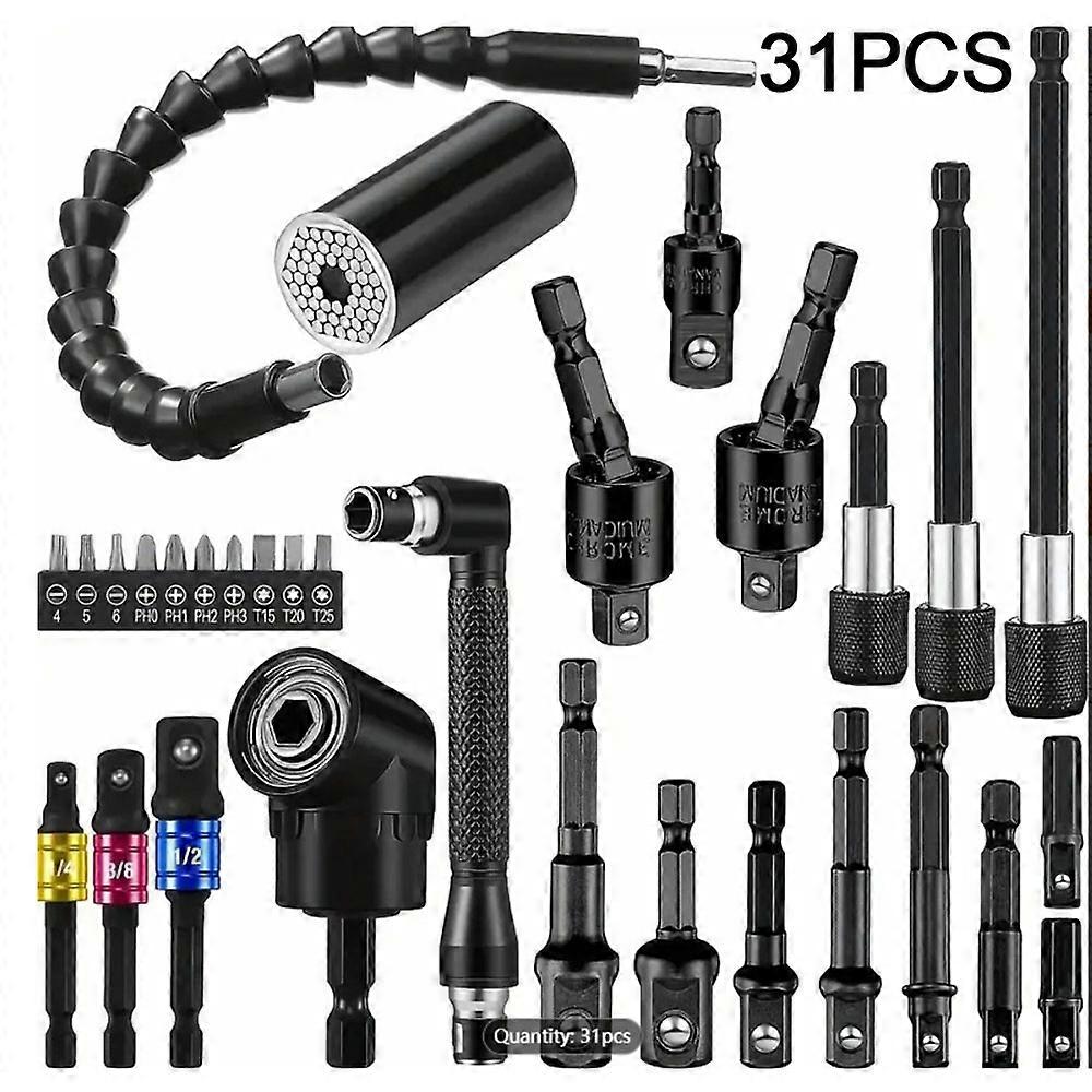 Flexible Drill Bit Extension Set Rotatable Socket Adapter Hex Shank 105° Right Angle Drill Screwdriver 90° Angled Bit Kits