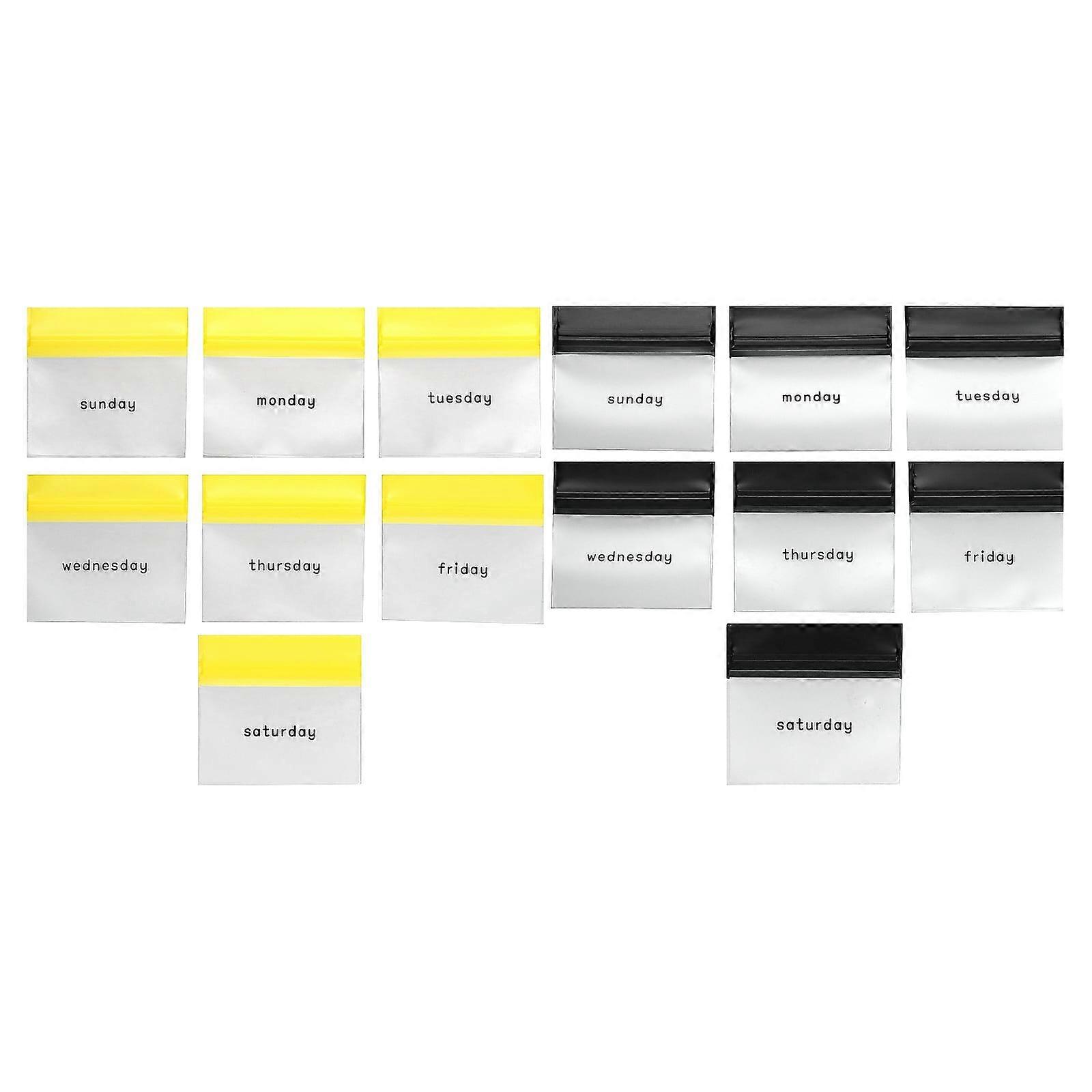 Reusable 7-Day AM/PM Pill Pouch Set, Black and Yellow, 1 Set