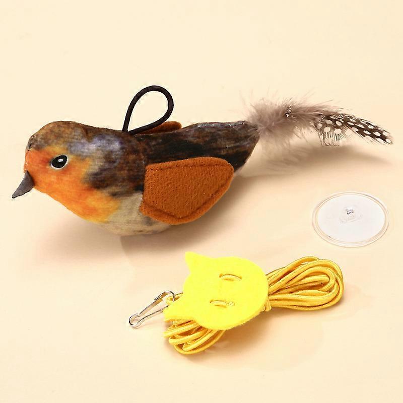Cat Teaser Toy Interactive Imitation Bird Squeaky Catnip Kitten Toy Hanging Door Cat Feather Toy Accessories