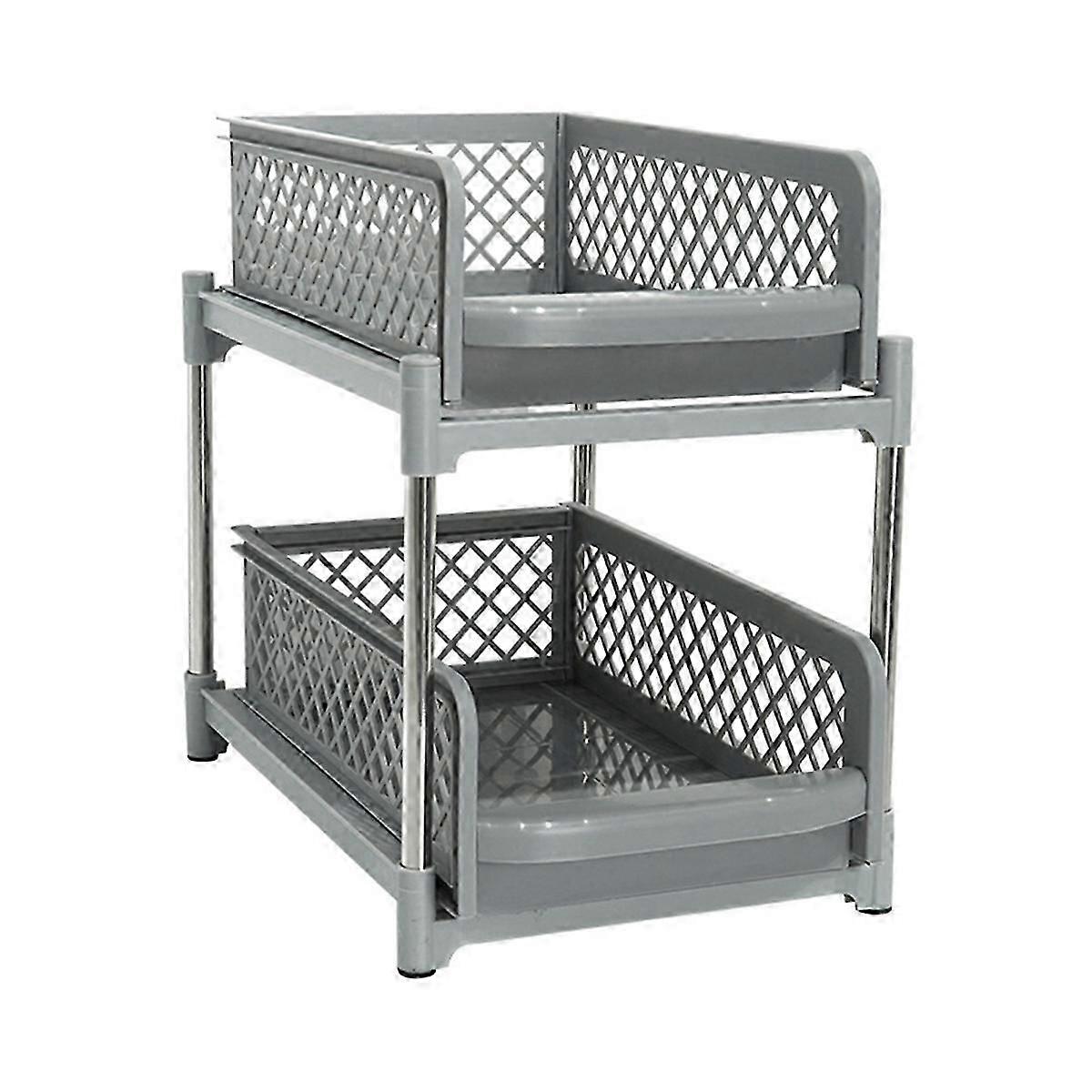 Space-Saving Design 2-Layer Organizer with Pull-Out Drawers, Sliding Bathroom and Kitchen Cabinet St