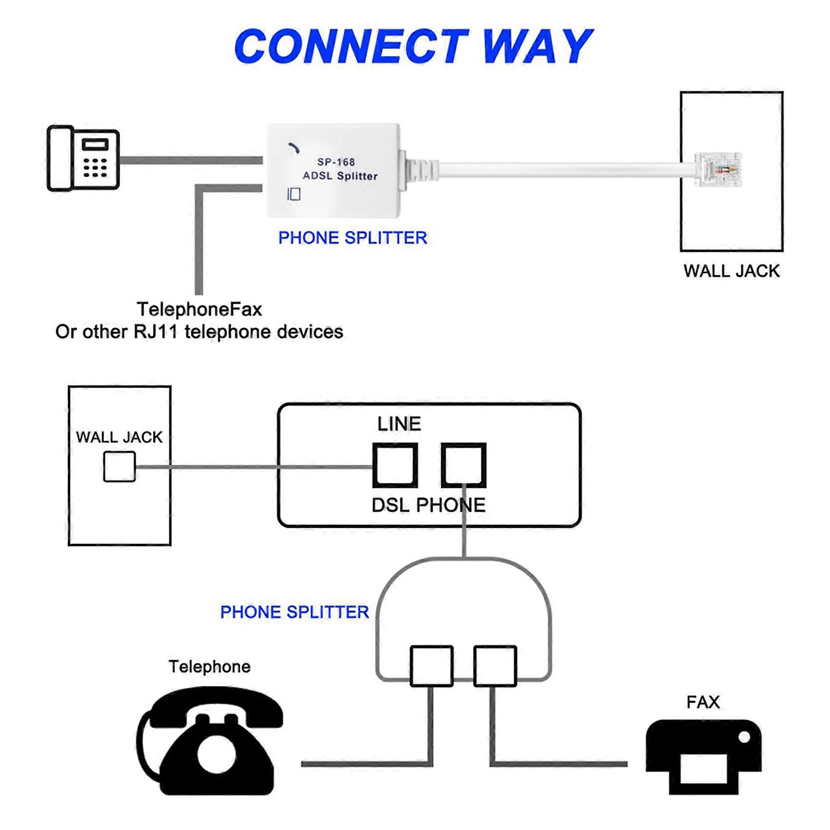 12Pcs DSL Filter Splitter ADSL Splitter for Phone Line Male to 2 Female RJ11 6P4C/6P2C Telephone Modem Converter Adapter