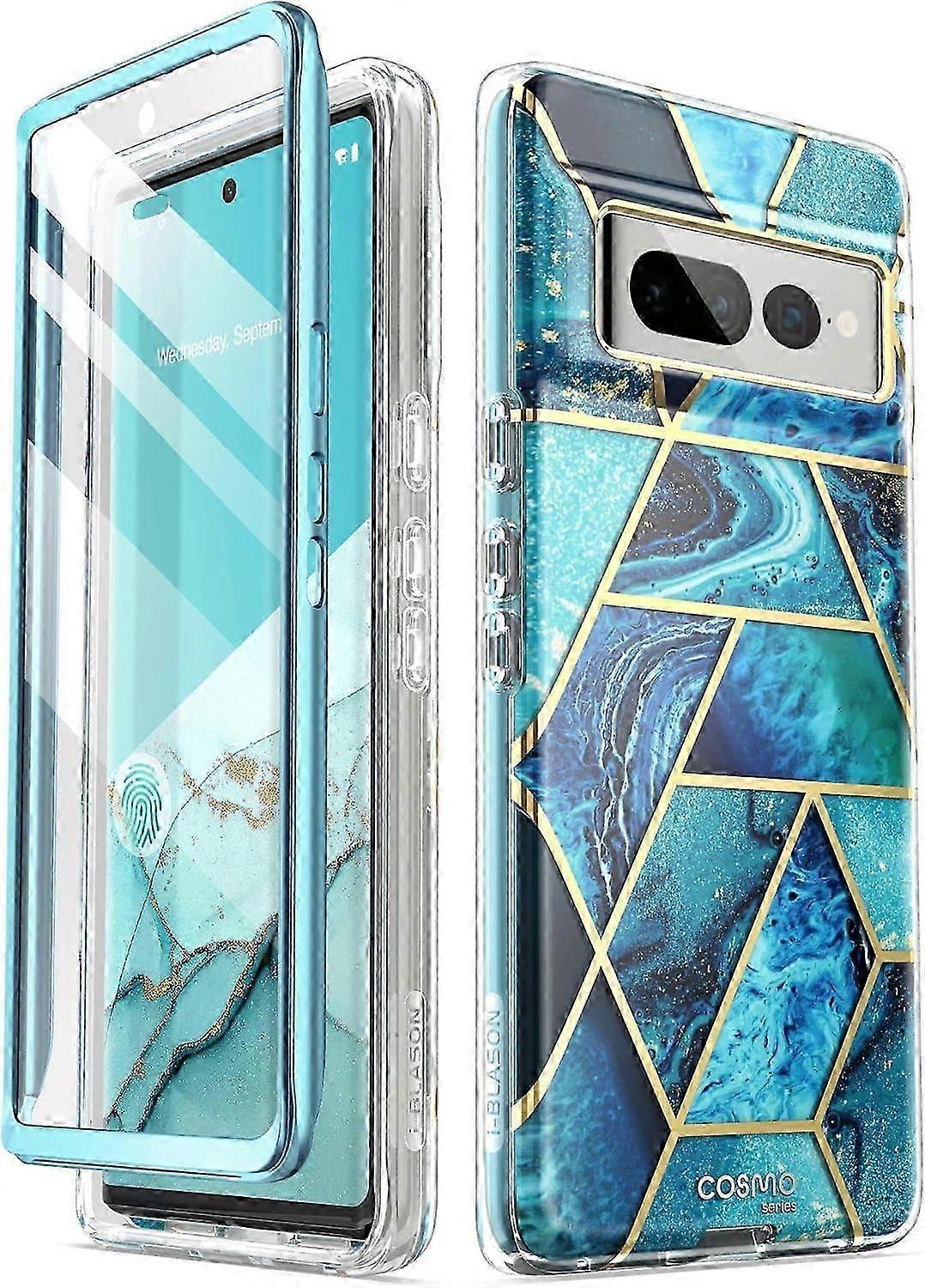 2025 Cosmo Series for Google Pixel 7 Pro Case (2022), Slim Full-Body Stylish Protective Case with Built-in Screen Protector (Ocean) Ocean