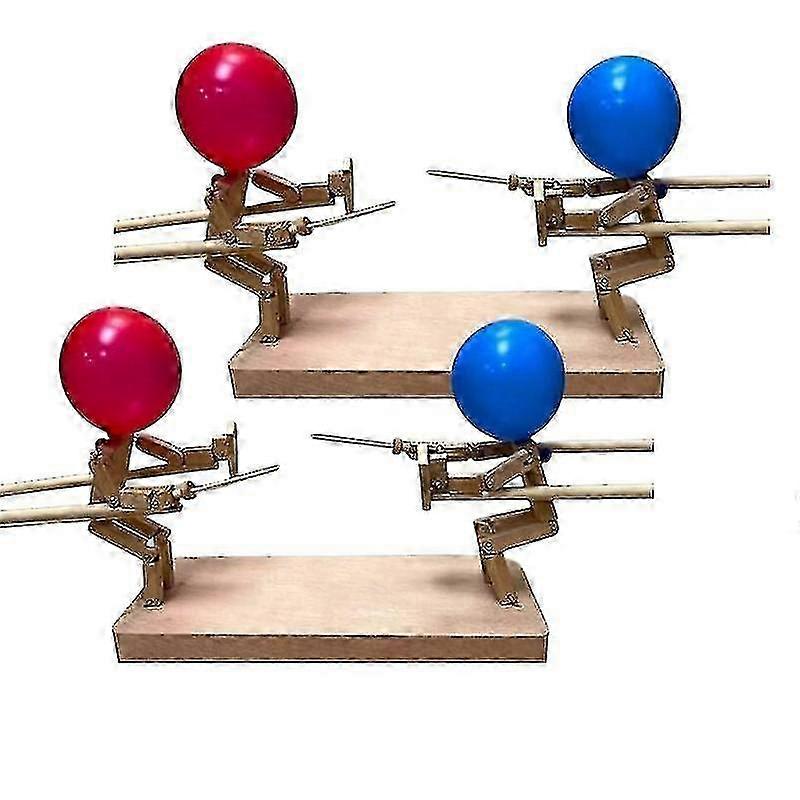 2pcs Balloon Bamboo Man Battle Wooden Bots Battle Game Two-player Fast-paced Balloon Battle Game With 20 Balloons Gift Toy 25-26