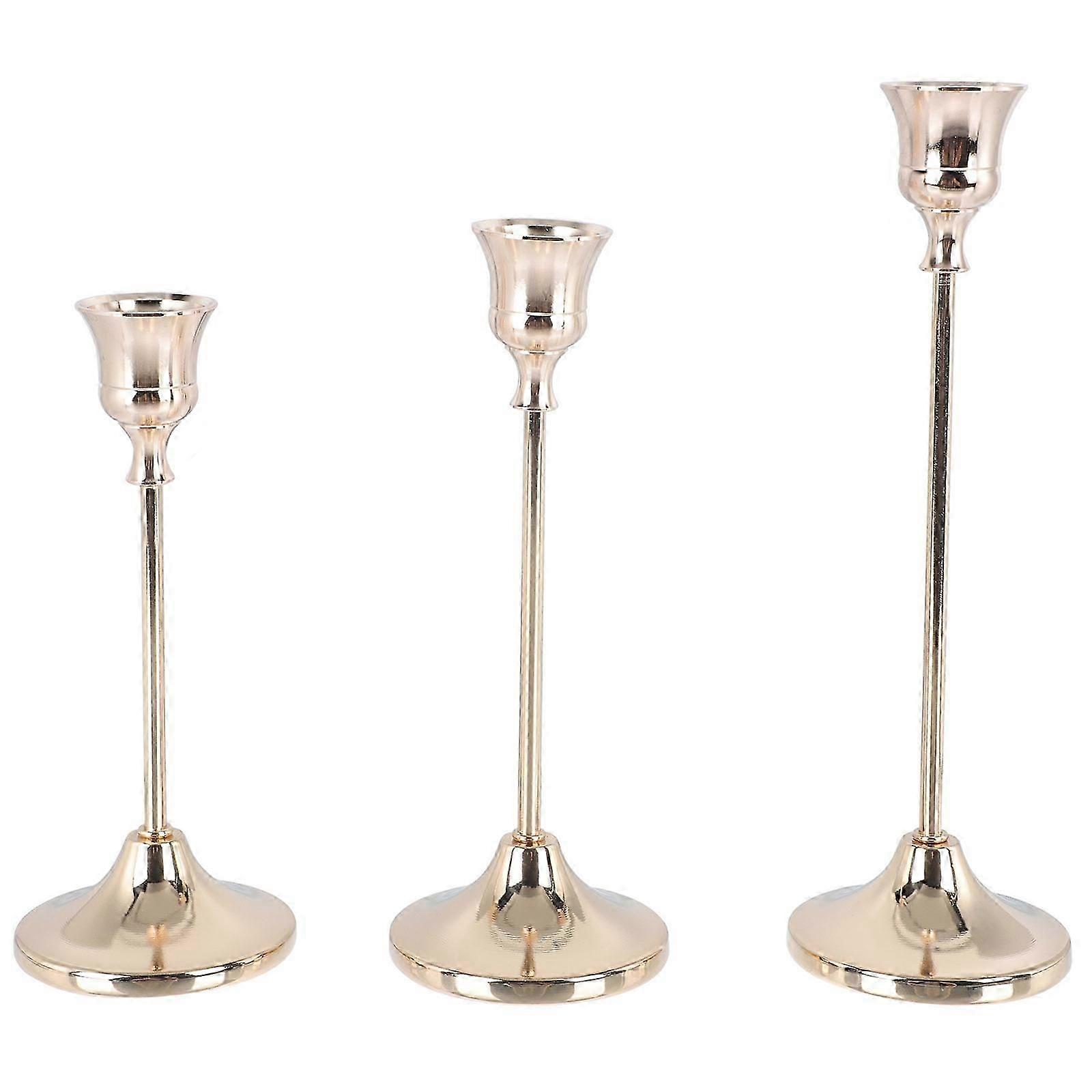 Set Of 3 Delicate Iron Candlesticks Decorative Holders