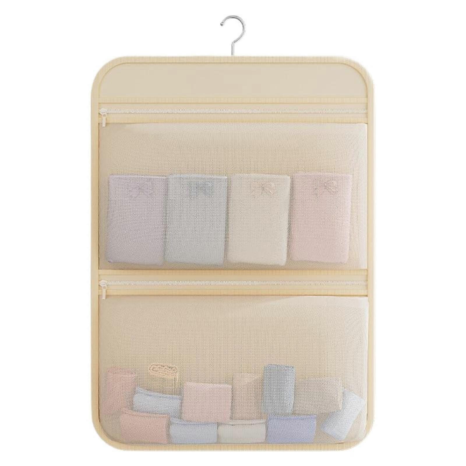 Mesh Storage Hanging Bag With Hook Multi Layer Breathable Pockets For Clothes And Socks Closet Organizer