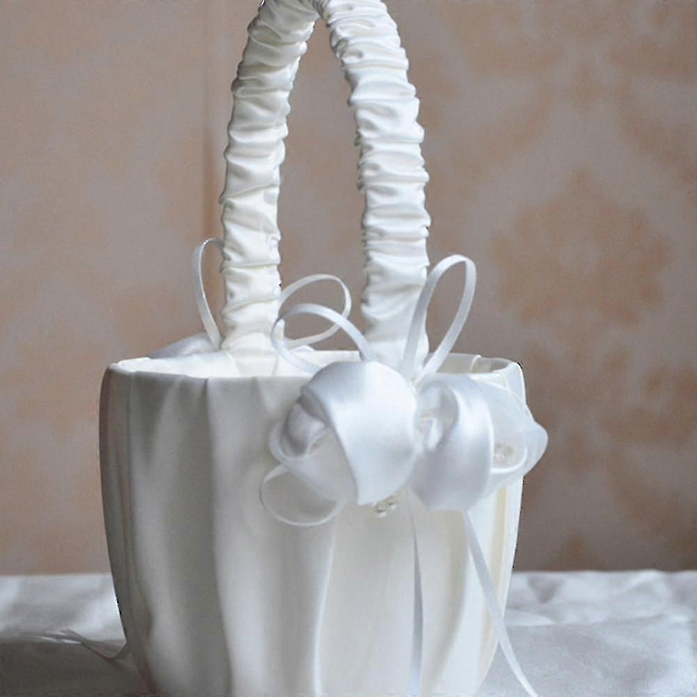 2pcs Flower Storage Basket With Bow Satin Ribbons For Wedding