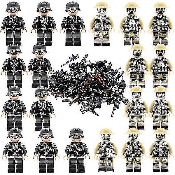 20pcs soldiers + weapons minifigures WW2 set, army weapons