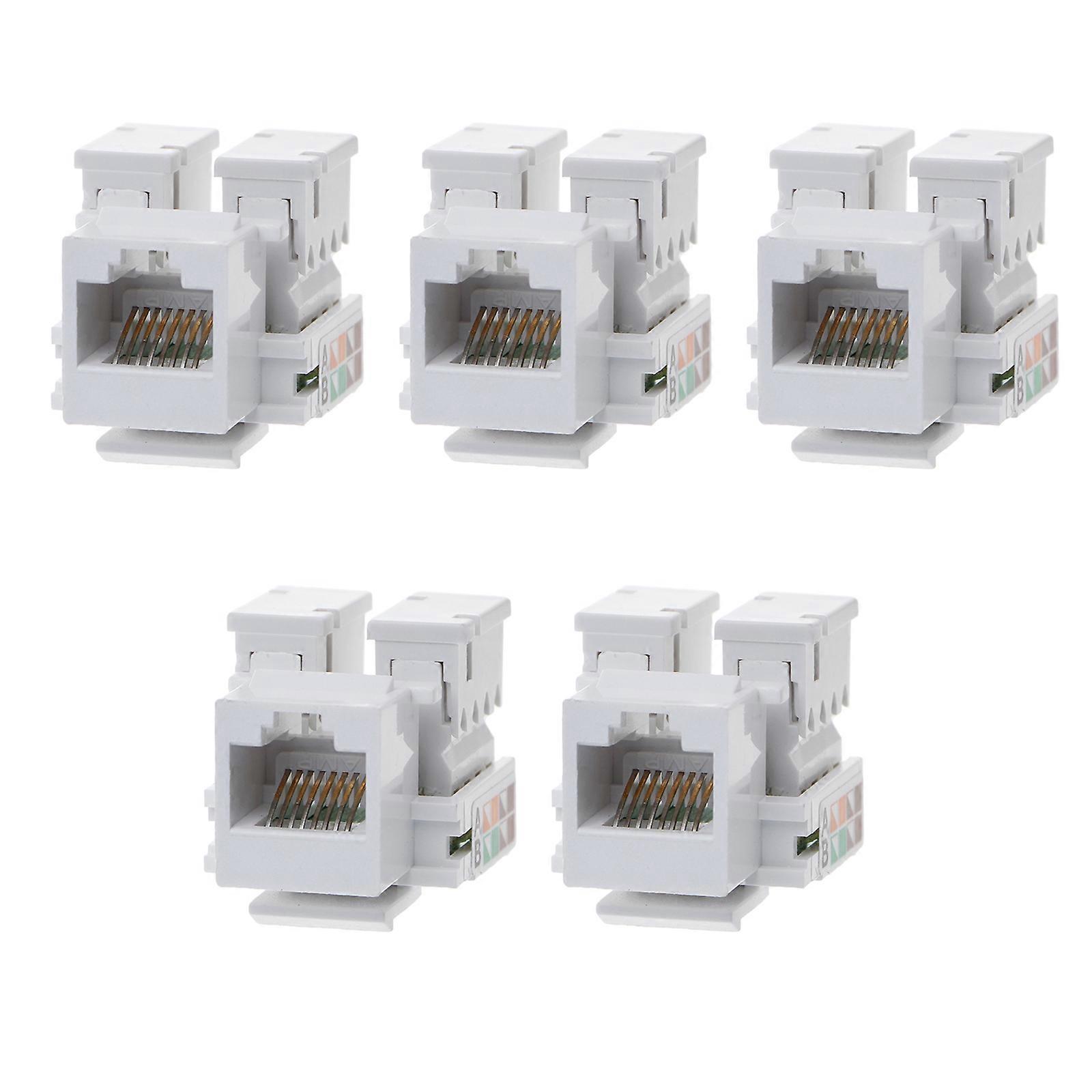 5 Pieces CAT5E RJ45 Keystone Jacks Slim Profile, Ethernet Wall Jack Punch Down, Cat5e Keystone Module Connector Multicolor