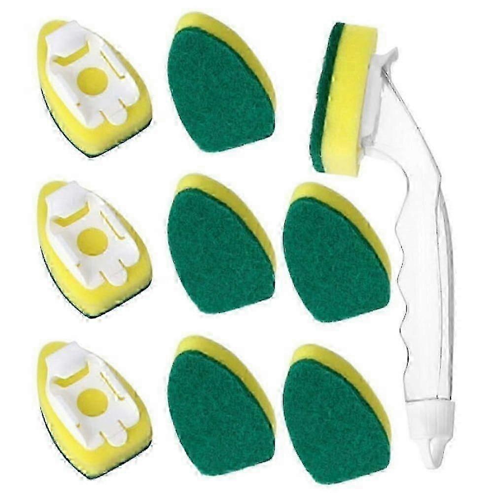 Scotch Brite Dishwand ξαναγεμίζει 9 οικιακά σφουγγάρια καθαρισμού κεφάλι βούρτσας και 1 λαβή καθαρισμού πιάτων για αντικατάσταση κουζίνας κομμάτι σφουγγάρι stick dis