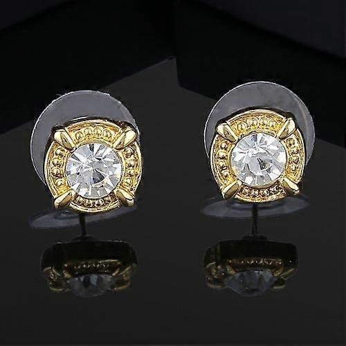 Round White Stone Stud Earrings