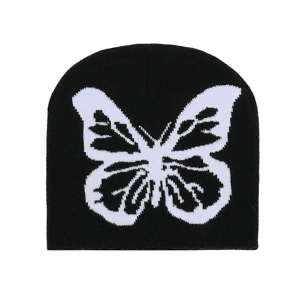 Autumn And Winter  Thermal And Windproof Brimless Beanie Style Trendy All-Match Solid Color Butterfly Ins Style Knitted Hat Style