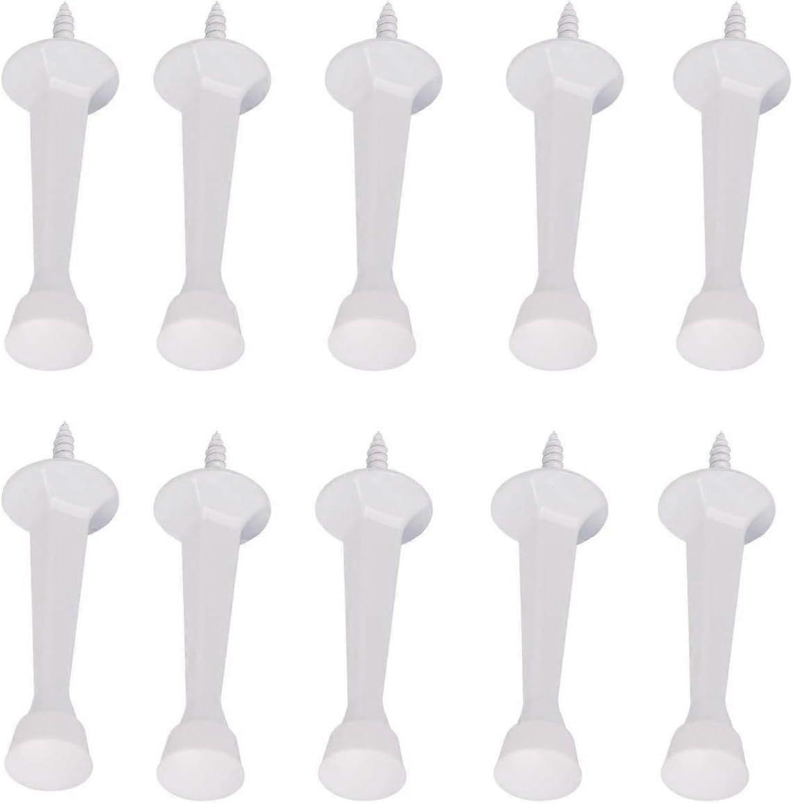 Rigid Door Stop White - Heavy Duty Solid Door Stop with Quiet Rubber Tip - Quieter Than Spring Door Stops - Easy Install -Baby Proof Non Removable end