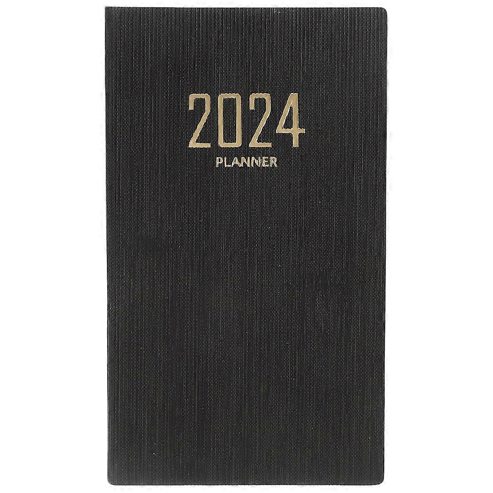 Eease Black Notebooks Academic Planner 2024 Daily A7 To-Do List Schedule Notepad