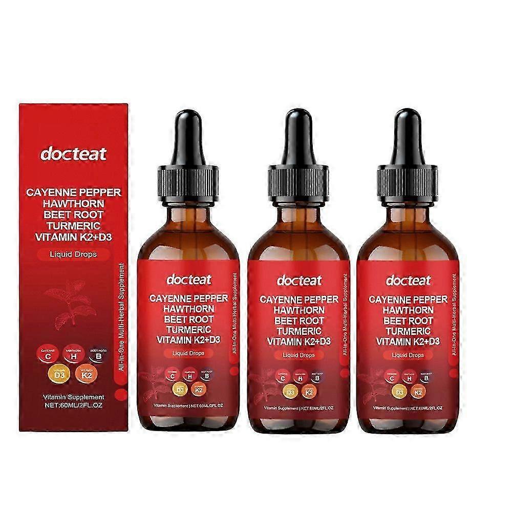 3X Cayenne Pepper Drops, Aeluro Cayenne Pepper Liquid Drops, Containing Hawthorn Beetroot