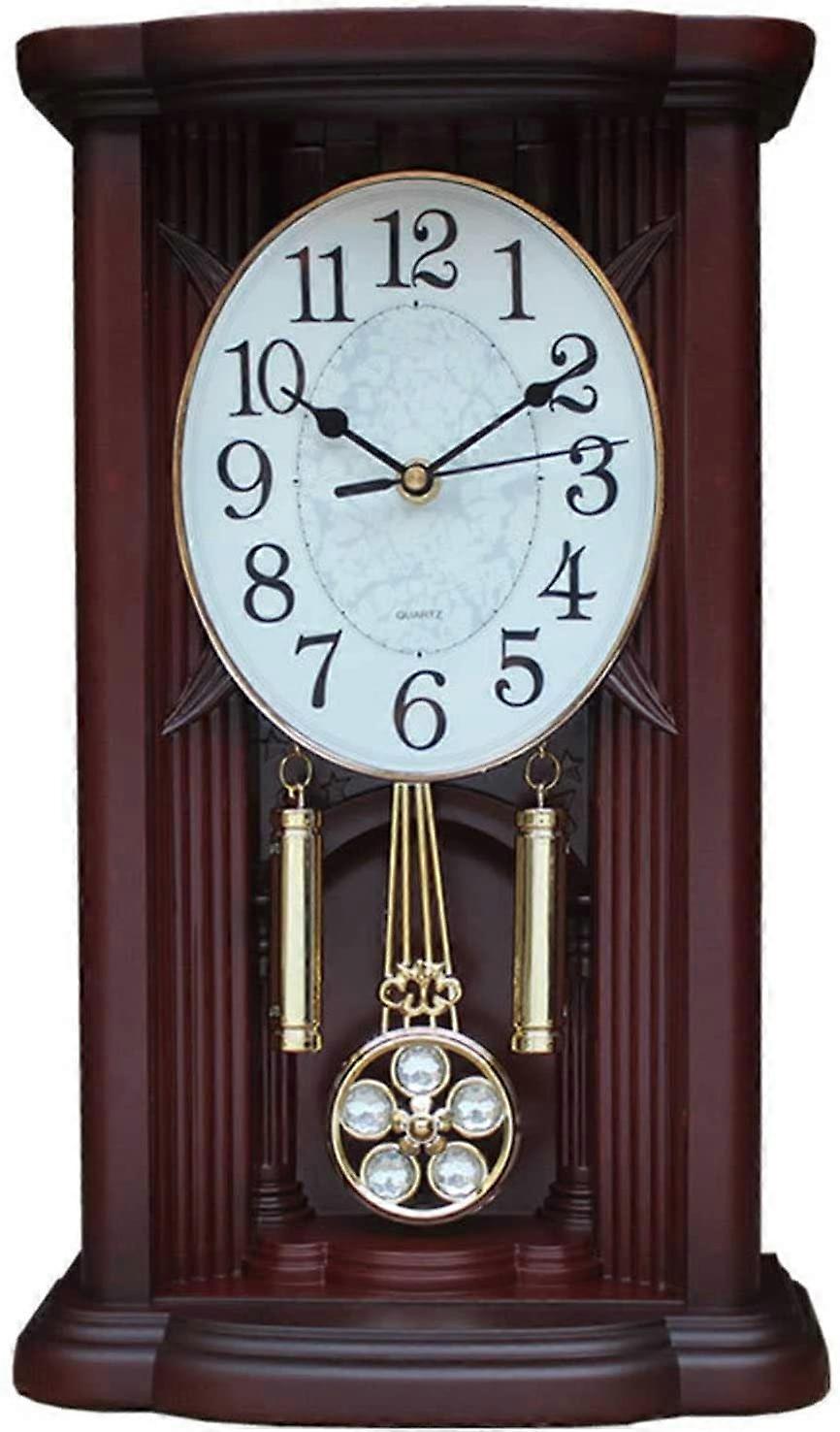 Vintage Mantel Clock with Chime, Retro Battery Operated Table Clock for Living Room or Office