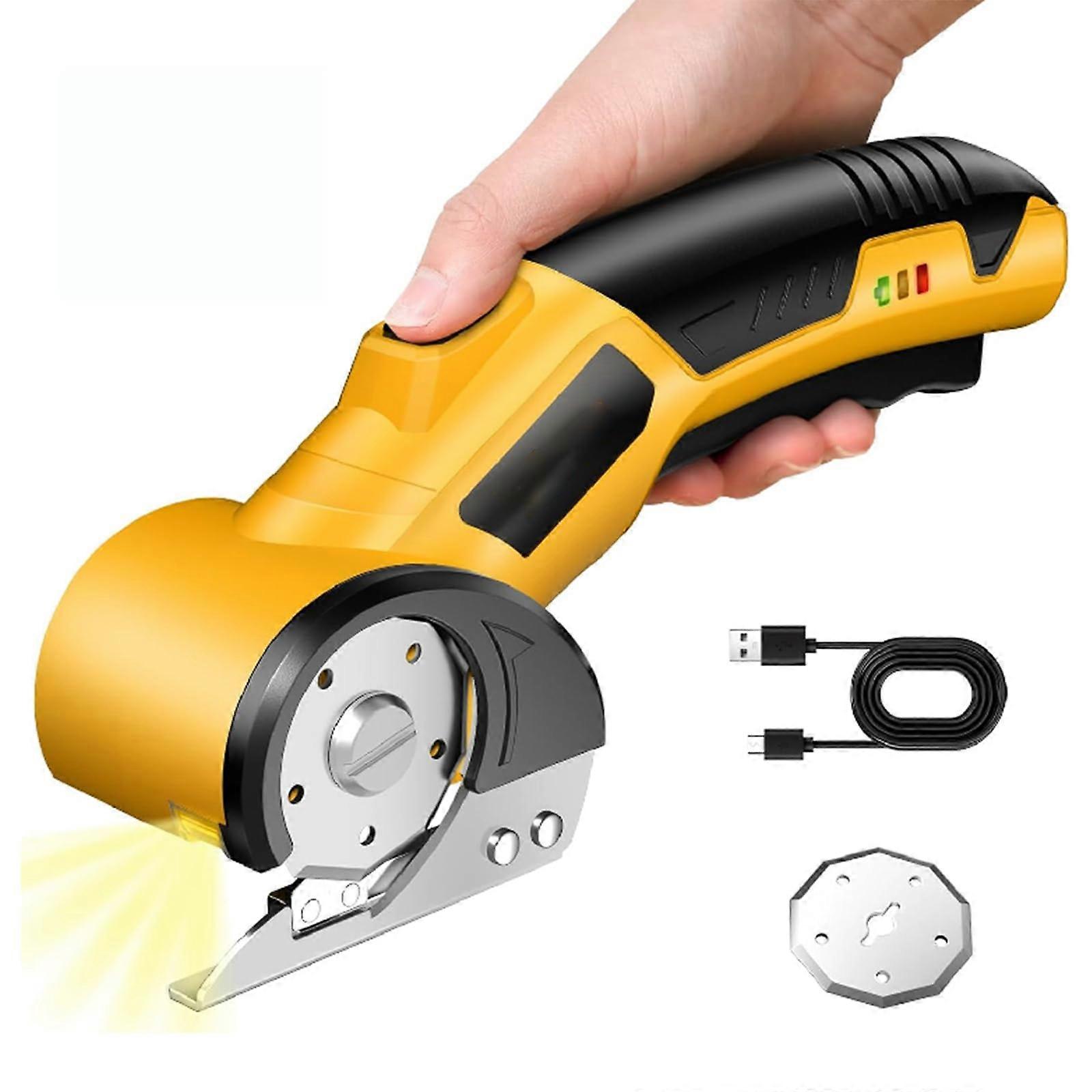 Cordless Electric Scissors with Safety Lock LED Light USB Rechargeable for Fabric Cardboard Leather