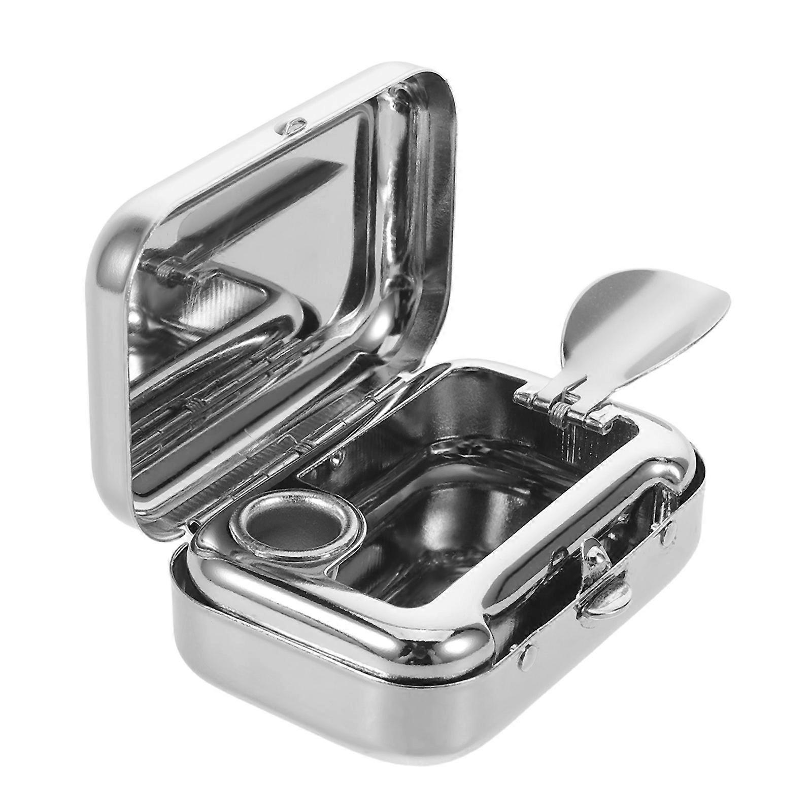 Metal Rectangular Portable Ashtray with Windproof Lid Ashtray for Car Cigar Use