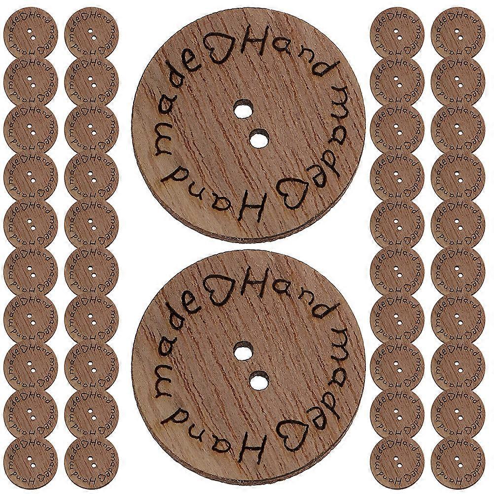Wooden Button Handmade Tags for DIY Crafts with 100Pcs Round Buttons