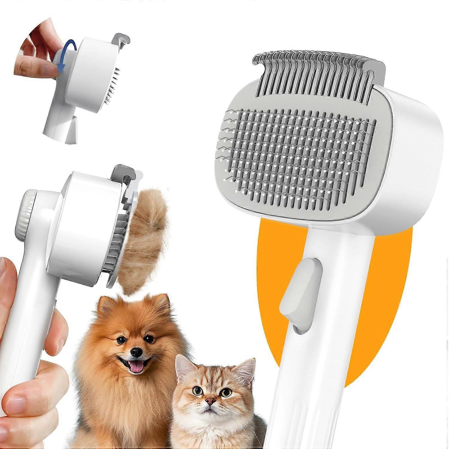 2-in-1 Deshedding Brush & Dematting Comb for Cats, Cat Brush for Long Haired Cats, Easy to Remove Loose Matted Fur & Tangles