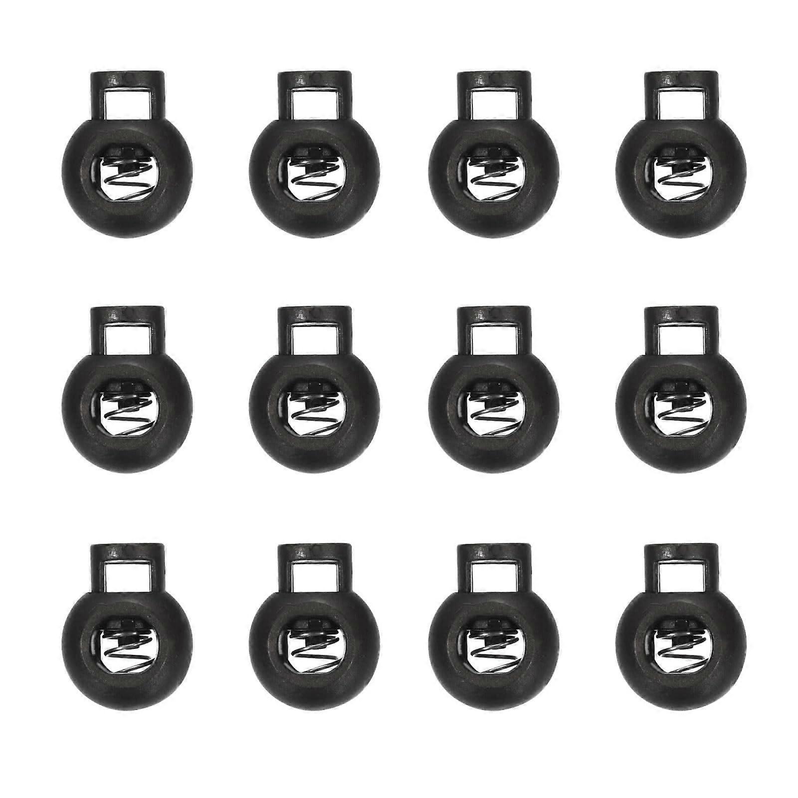 Plastic Cord Lock Single Hole Toggle Stopper Round Ball Adjustable Fastener for Drawstrings Bags Jackets Black