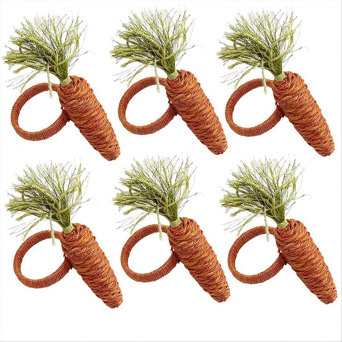 6PCS Easter Carrot Napkin Ring Easter Napkin Ring Holder
