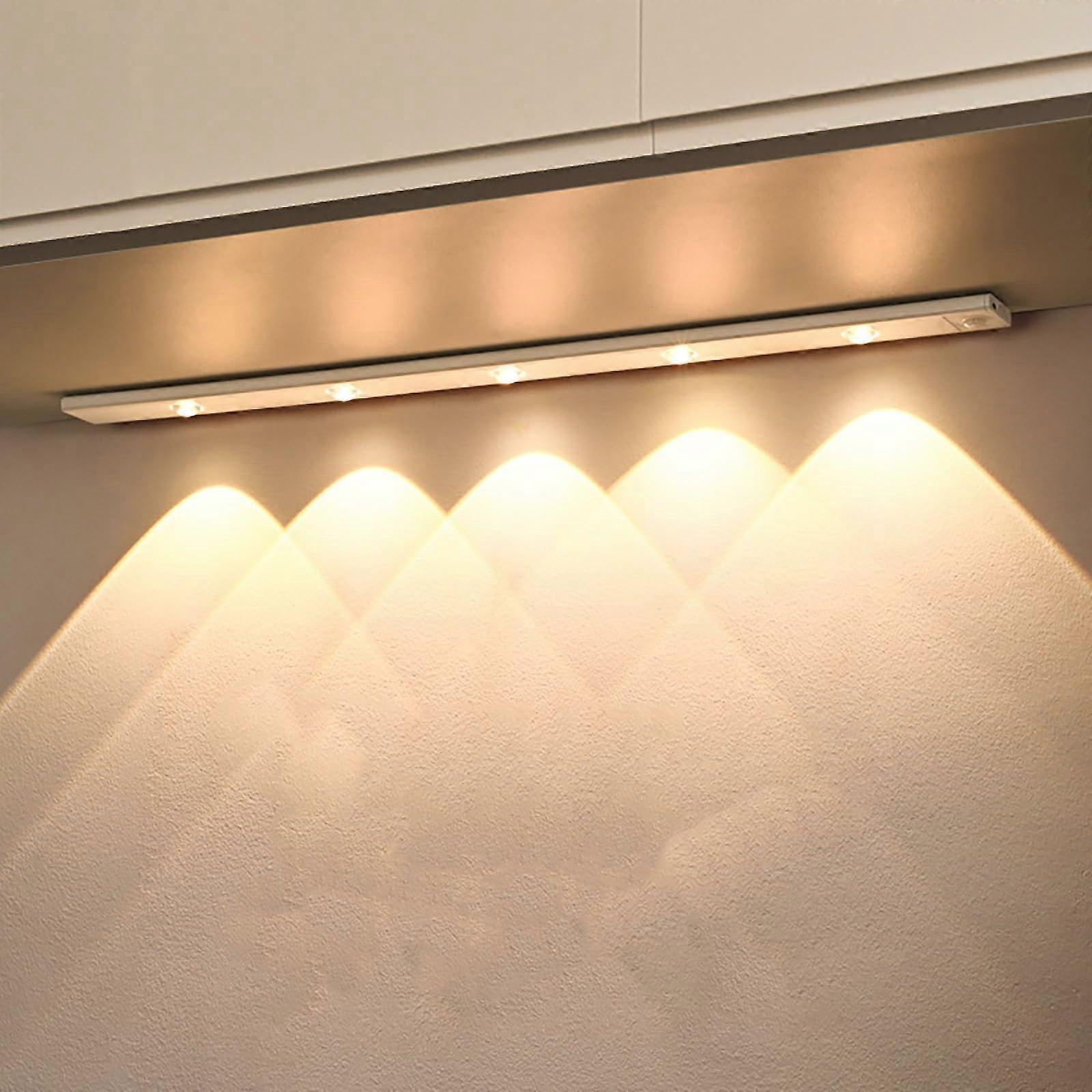 LED Under Cabinet Lighting with Motion Sensor, USB Rechargeable 3 Color Settings for Kitchen Wardrobe Stairs, White 100cm