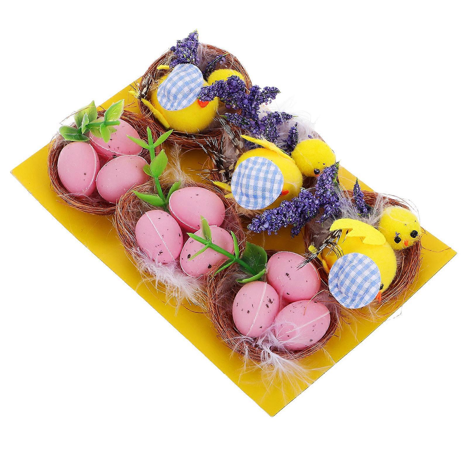 Artificial Nest Eggs for Easter Party Decorations Plush Material 5.00X4.50X4.00cm Photo Props 1Set