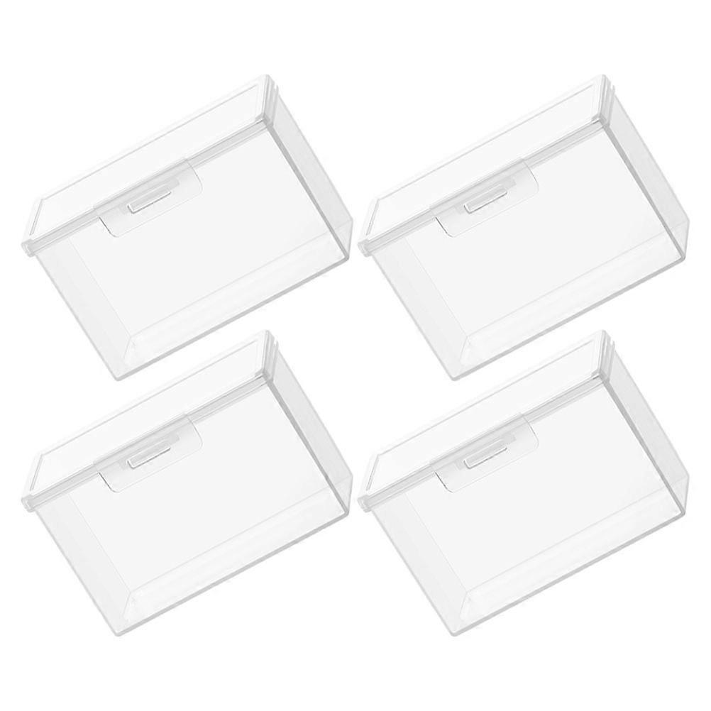 4Pcs Transparent Storage Box with Lid for Document and Card Storage Use