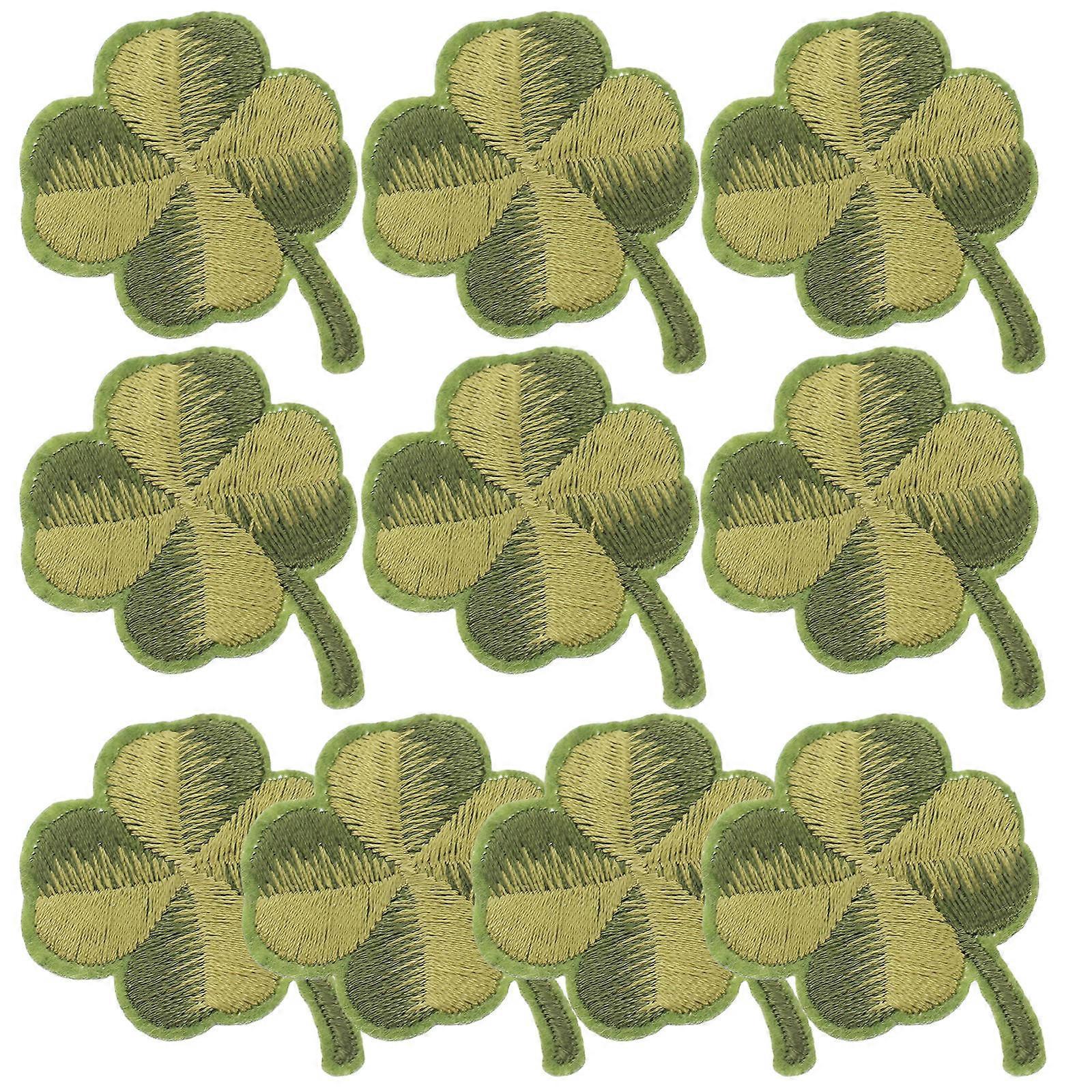 Green Leaf Embroidered Fabric Patch for Clothes and Bags 10Pcs