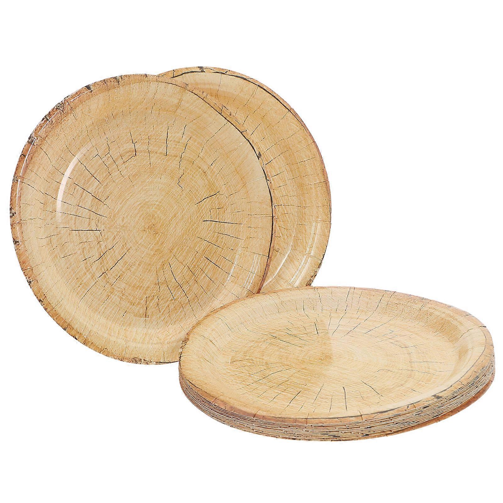 Wood Grain Paper for Party 16Pcs Rustic