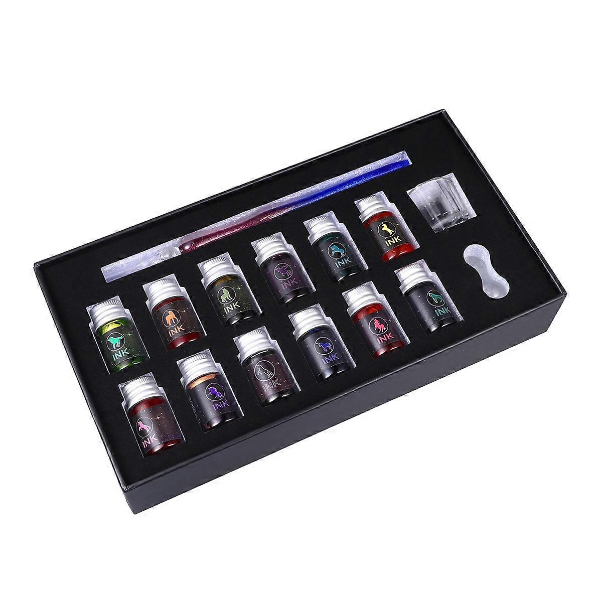 Glass Dip Pen Set Manual Writing Use 3Sets with Violet Gradient Star