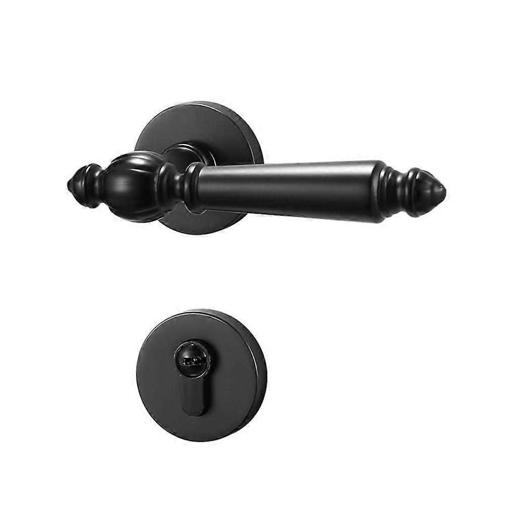 Black Silent Magnetic Bedroom Door Lock with Handle for Wooden Doors Noise Reduction Rustproof