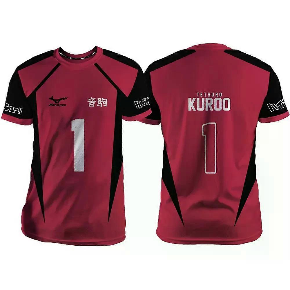 Haikyuu Nekoma rouge dessin anim�� Anime Cosplay hommes Jersey ��t�� �� manches courtes adulte T-Shirt 2024 nouvelle mode d��contract�� hommes T-S