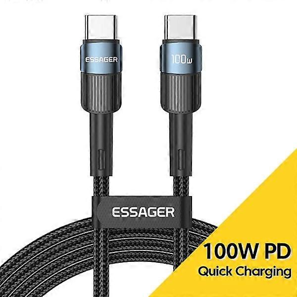 Essager 100W C to C USB C Cable, PD Fast Charging Cord for MacBook, compatible with Samsung, compatible with Xiaomi, Blue 2m