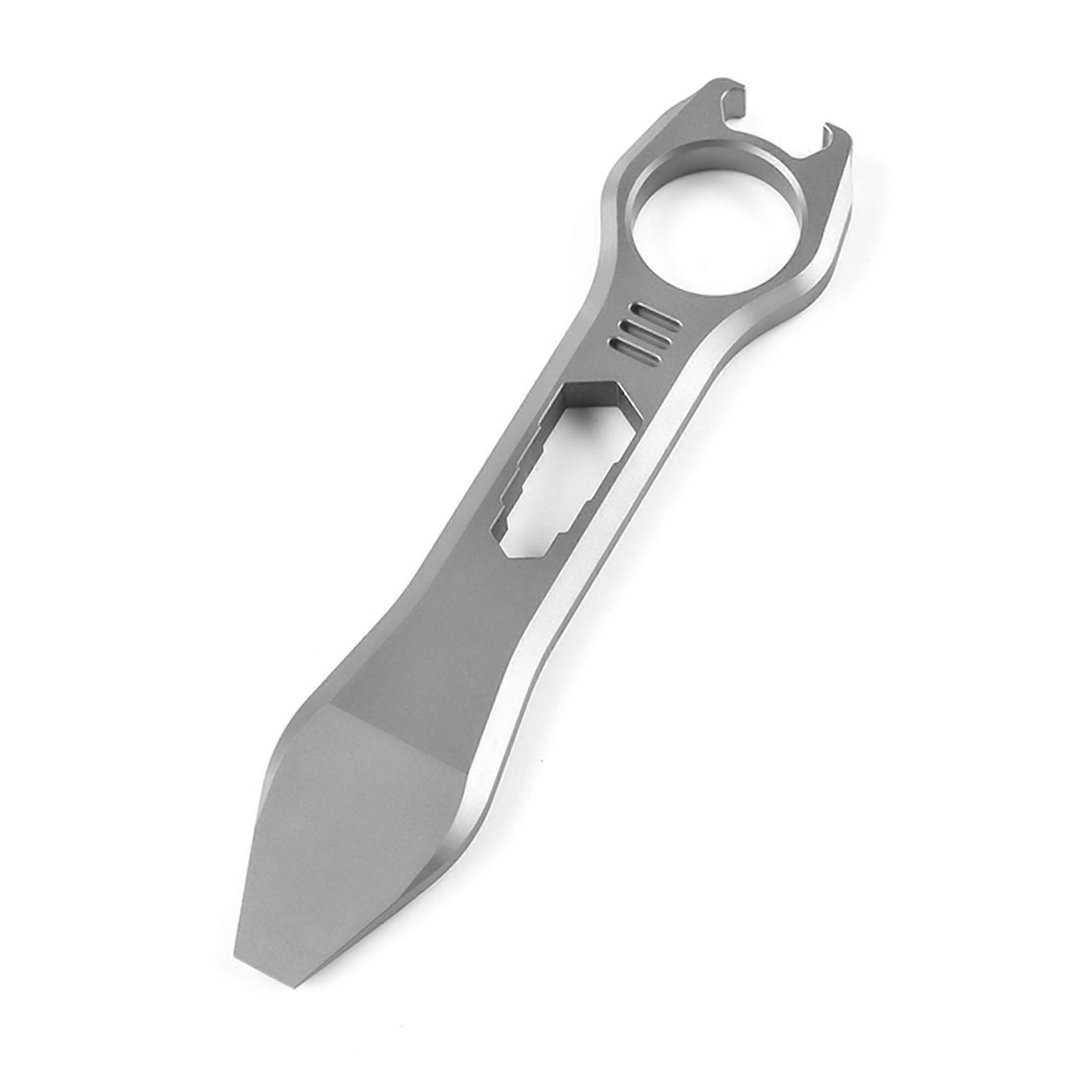Titanium EDC Pry Bar Multitool with Bottle Opener, Wrench, Screwdriver, Compact Stonewash