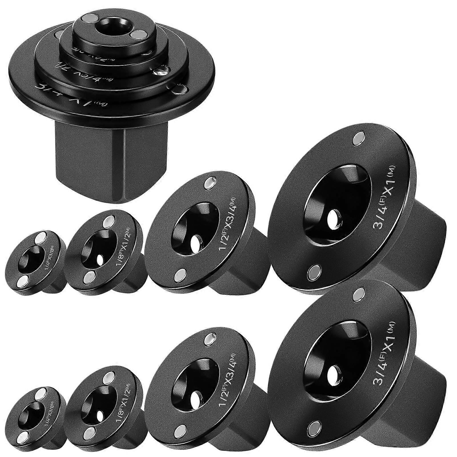 8 Piece Low Profile Impact Socket Adapter Set with Magnetic Retention, Versatile Size Conversions