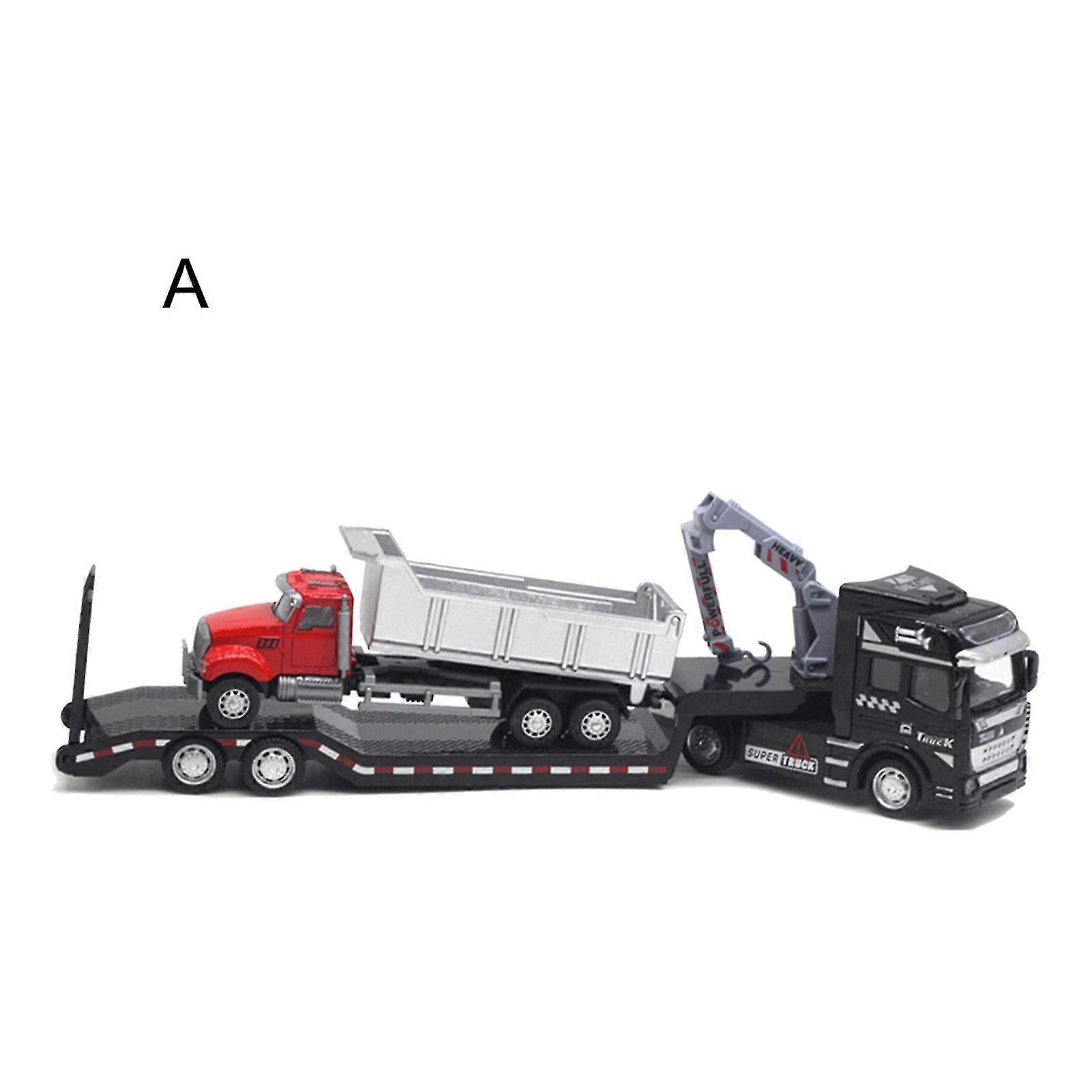 Pull-back Design Construction Trailer Model Moving Joints Detachable Head Construction Trailer Vehicle Model For Kids