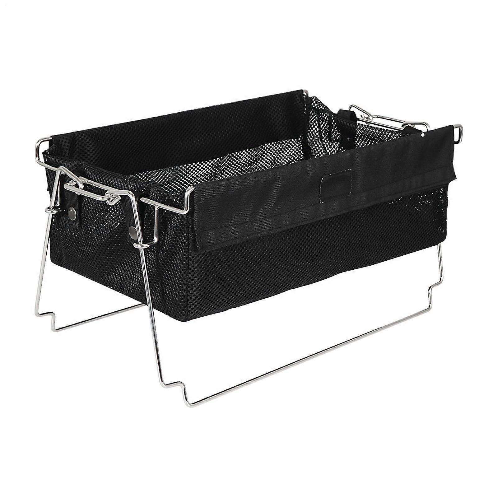 Foldable Storage Box with Rigid Base and Drawstring Closure for Picnic Camping Travel Garden Use