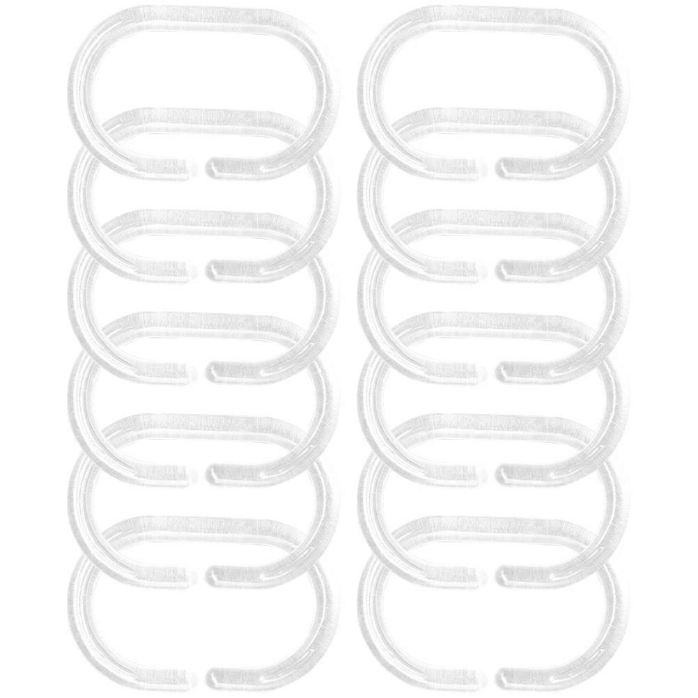 Transparent Plastic Shower Curtain Hooks for Home Use and Lightweight with Cshaped Design Fits Most Bars 12 Pieces