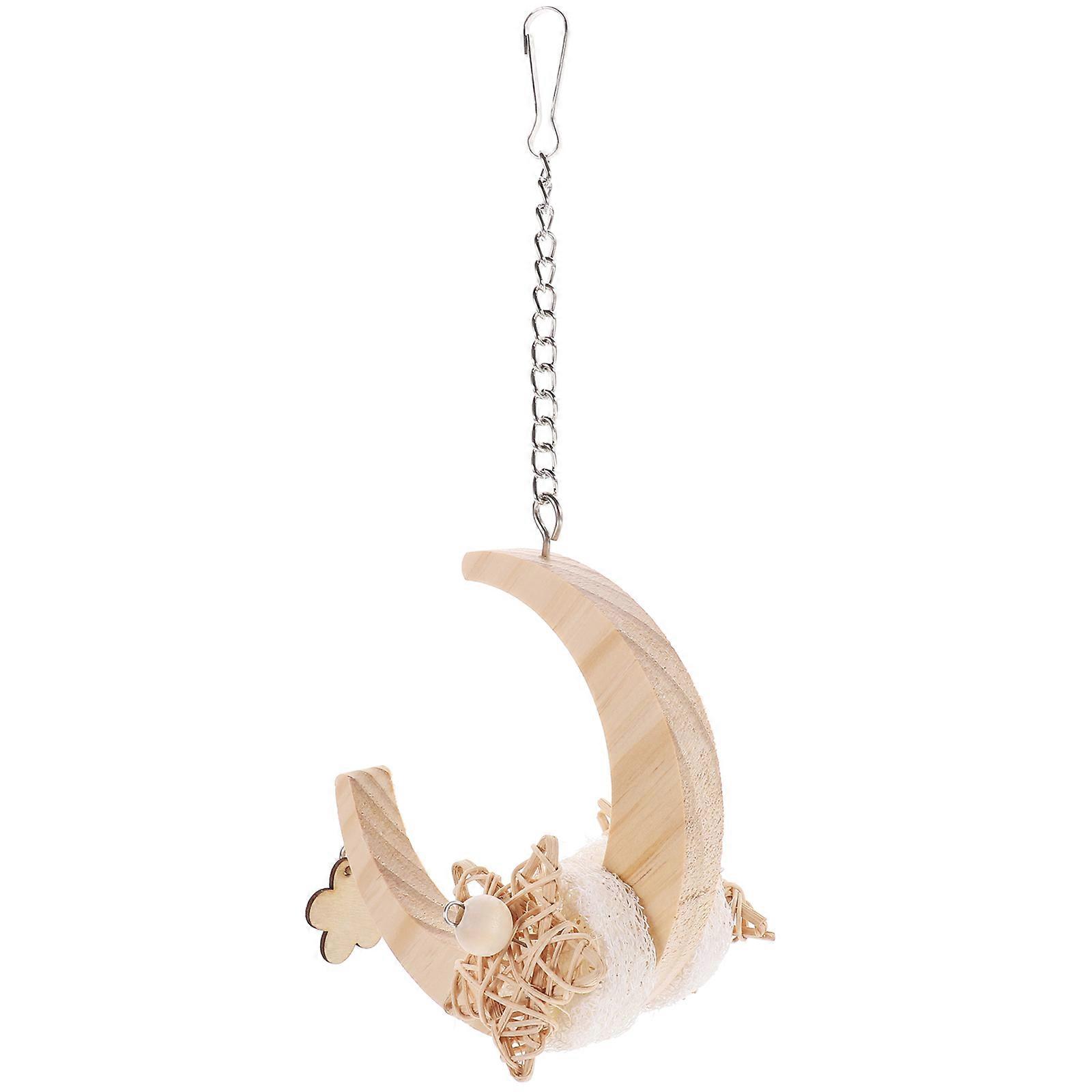 Parakeet Cage Decor Moon Shape Bird Swing Toy for Parrot Chewing